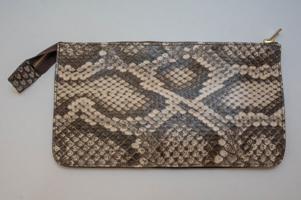 Python Skin Natural Leather Clutch