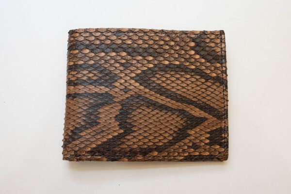 Python Skin Brown Leather Bifold Wallet