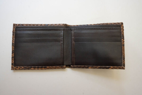 Python Skin Brown Leather Bifold Wallet - Image 3